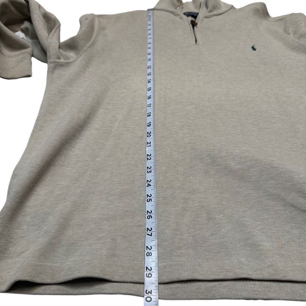 Vintage 90s Polo Ralph Lauren Beige Classic Pullover Sweatshirt 1/4th Zip Large - Picture 7 of 10